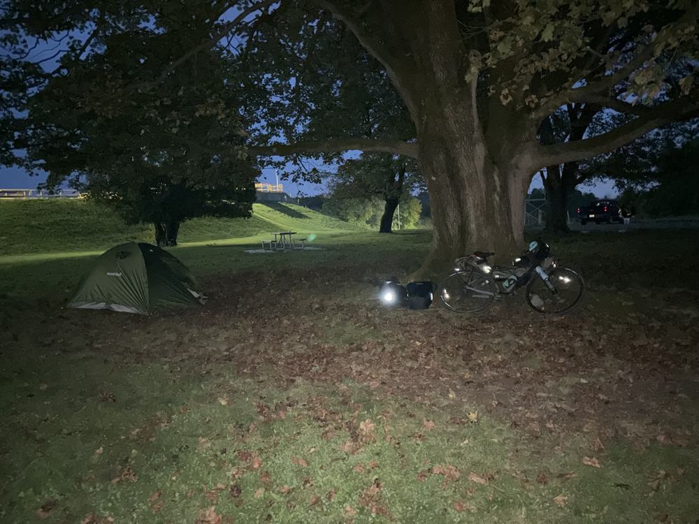 Bike and Tent at Lock 7